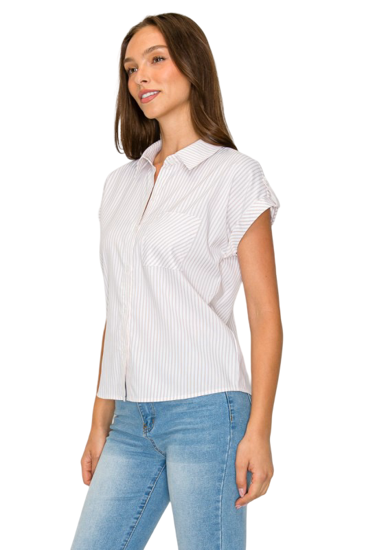 DNA Couture Striped Short Sleeve Top