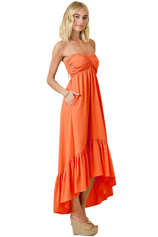 Apparel- Day+Moon Ruched Halter Midi Maxi Dress