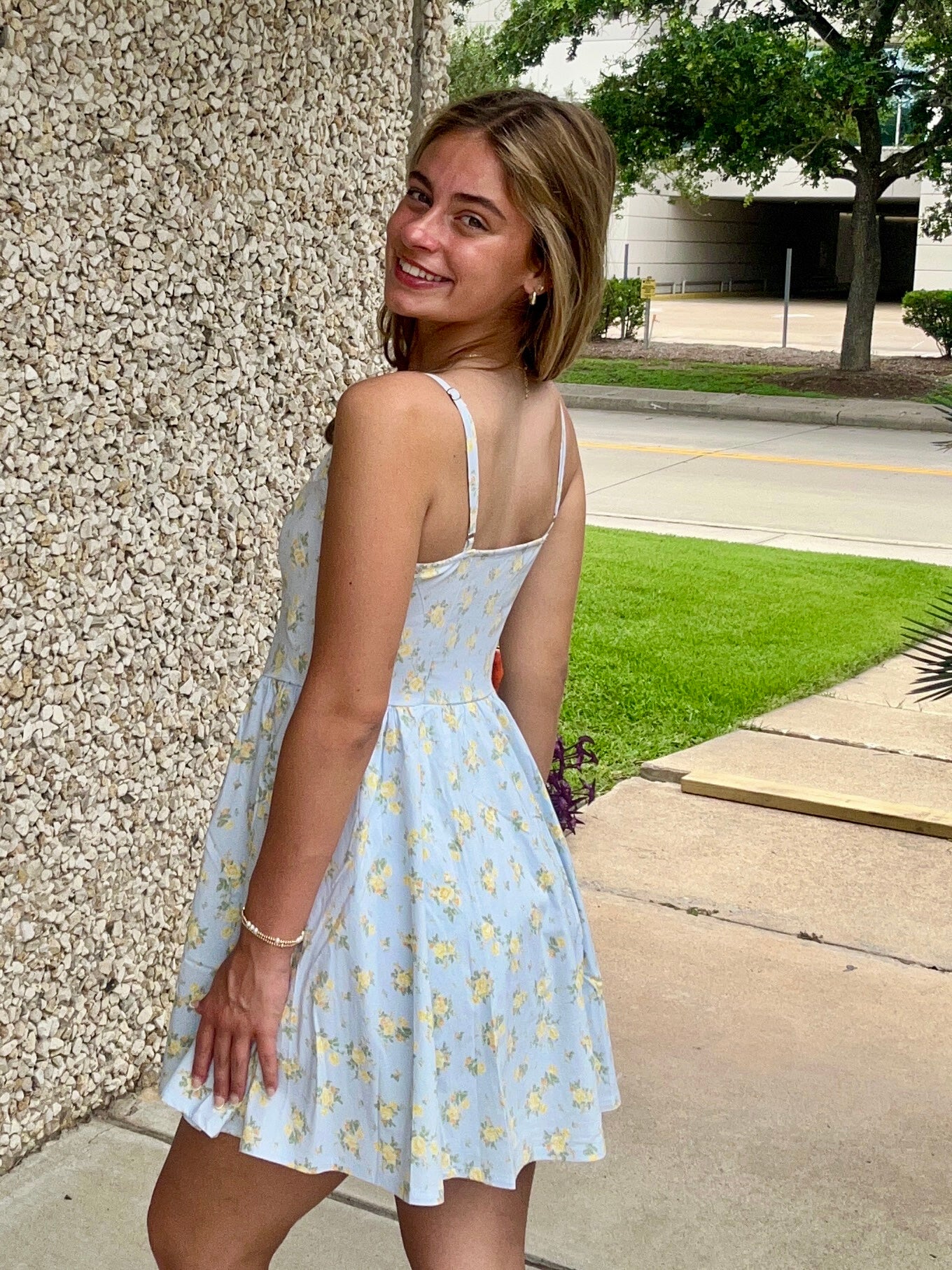 Blashe Ruched Front Floral Mini Dress