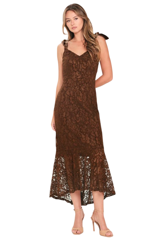 Flying Tomato Strapless Spaghetti Strap Lace Midi Dress