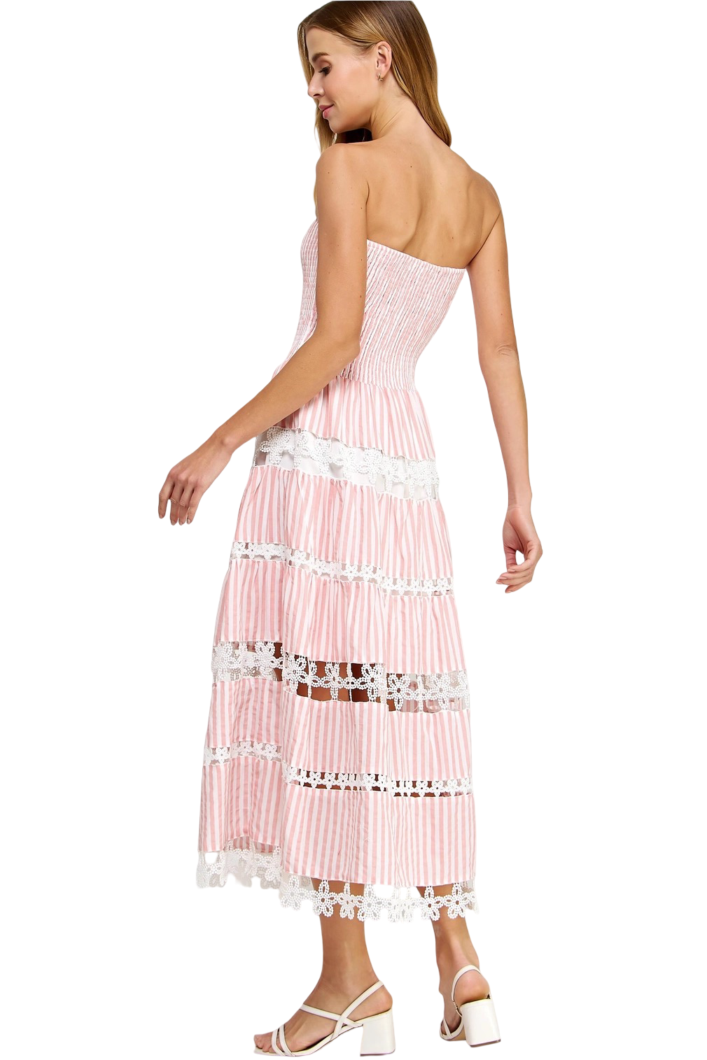 Apparel- Strut and Bolt Striped Layered Flower Trim Mini Dress