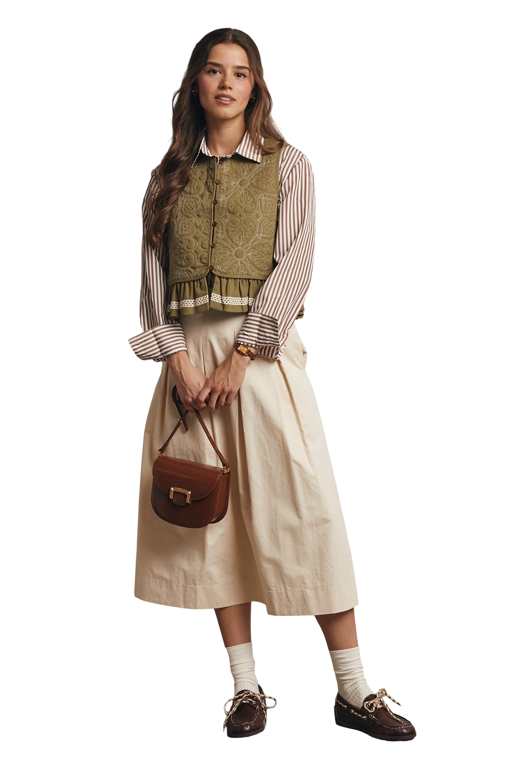 Apparel- Forte Lace Trimmed Quilted Peplum Vest Top