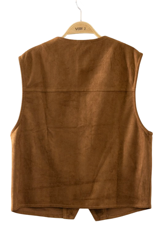 Very J Faux Suede V Neck Vest