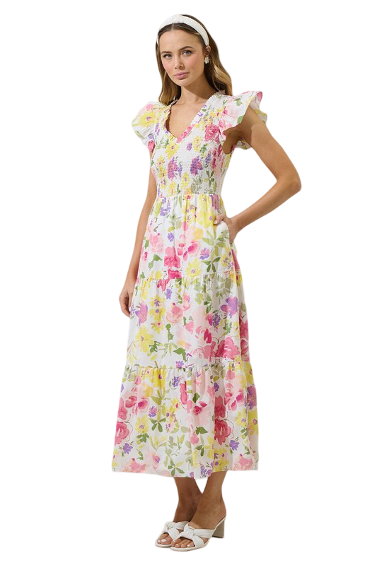 Apparel- Sugarlips Leonie Sunfire Tiered Midi Dress