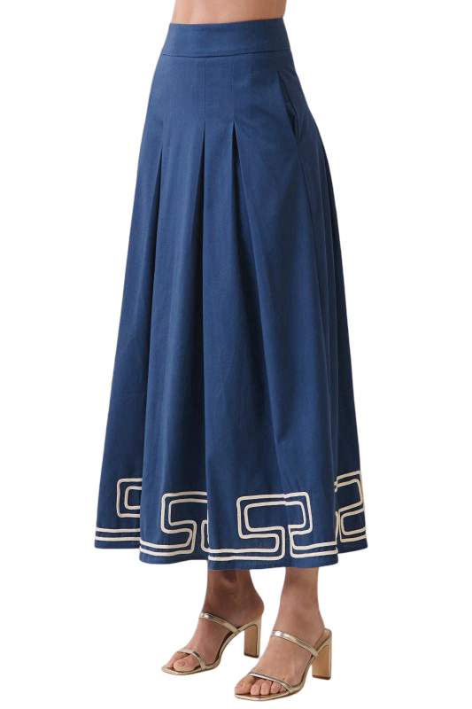 TCEC Embroidered Bottom Print Midi Skirt