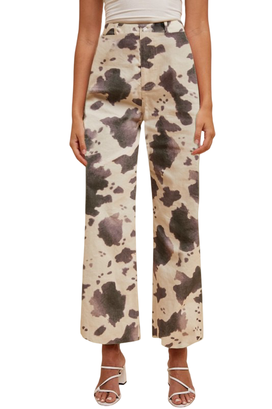Apparel- Anniewear  Amimal Print Stretch Wide Leg Jean