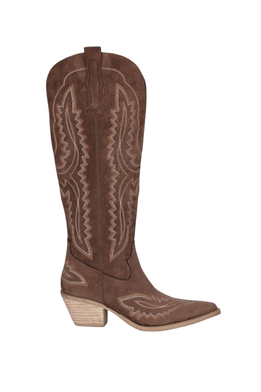 Boots- Mi.iM Tess-Samara Stitch Western Tall Suede Boots