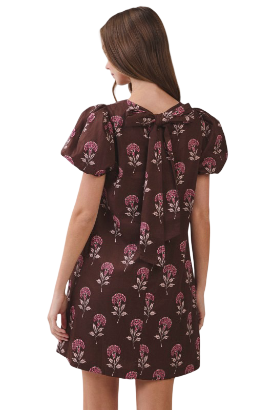 TCEC Floral Tie Back Shift Style Mini Dress