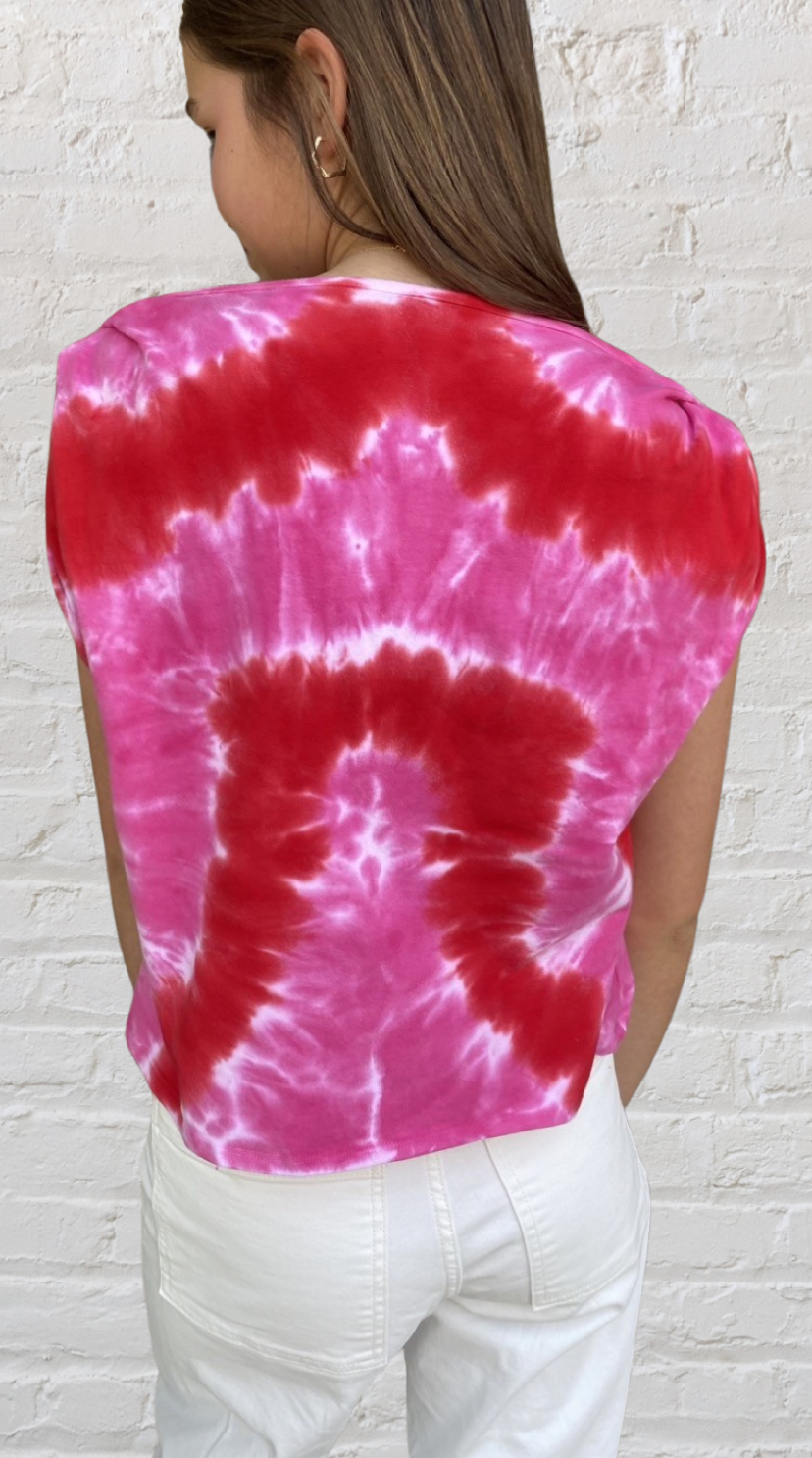 Girls- Erge Ruched Sleeve Tie Dye Heart Top