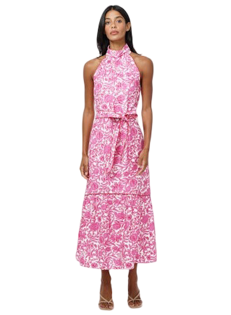 Apparel- Adelyn Rae Maisy Floral Halter Neck Tie Maxi Dres