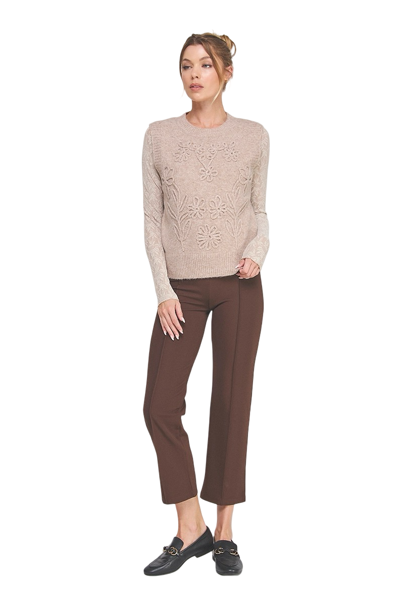 Apparel-Allie Rose Floral Embroidery Sweater Vest Top