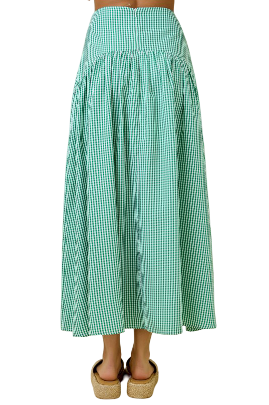 Day+Moon Gingham Flared Maxi Skirt