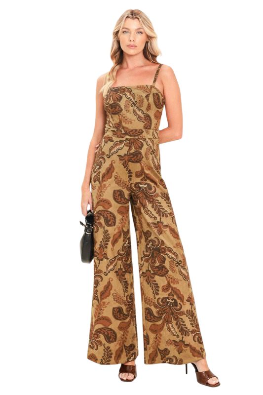Flying Tomato Faux Suede Pattern Jumpsuit