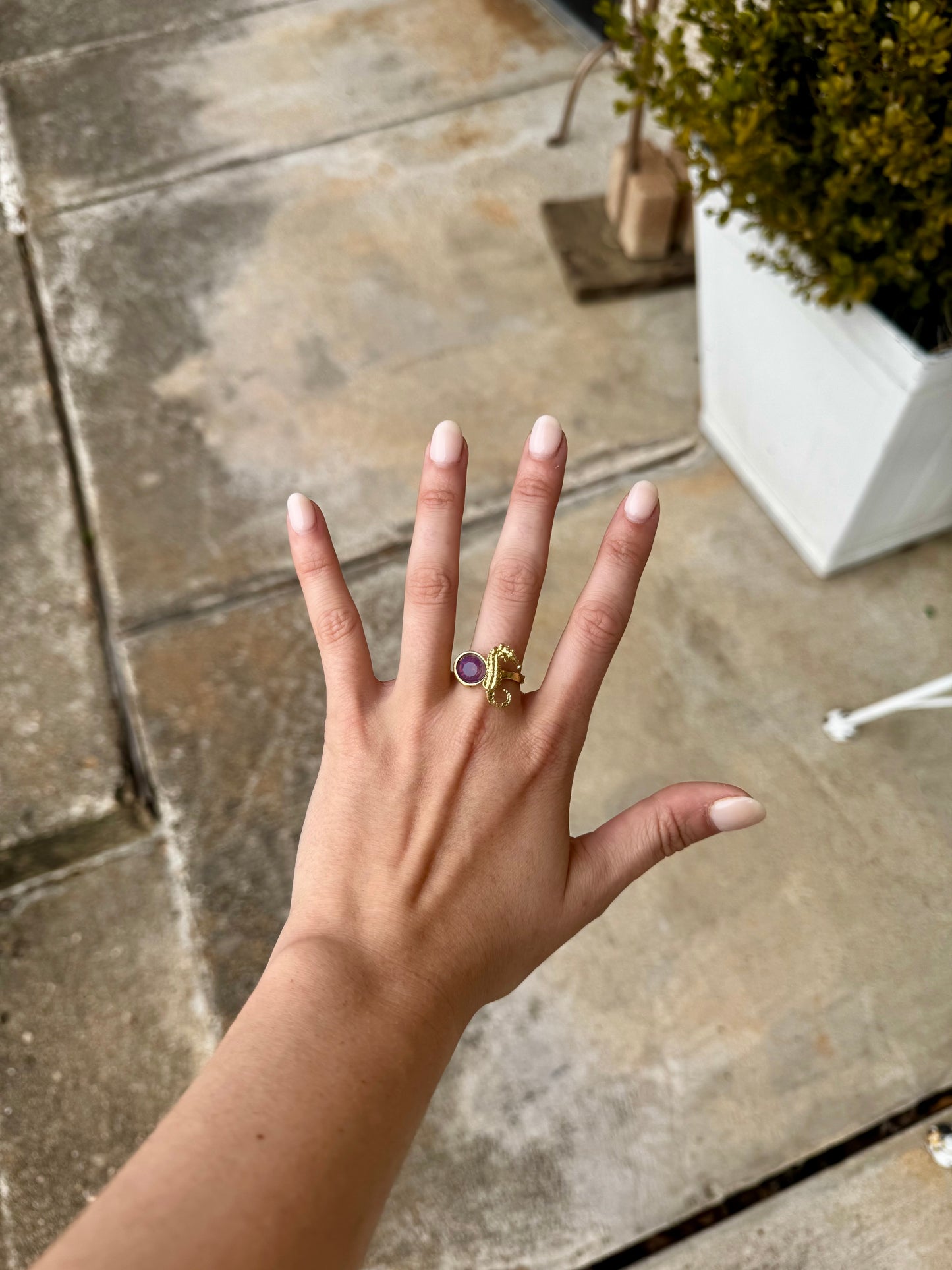 Rings- Kalliope Bronze Seahorse Amethyst Opal Crystal Ring