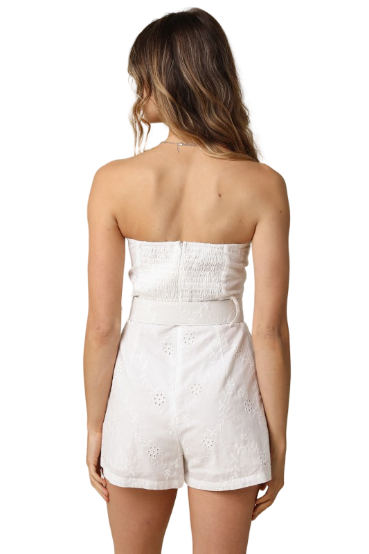 Olivaceous Kaya Strapless Belted Romper