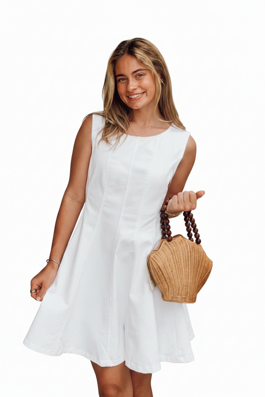Story On Flared Scoop Neck Zip Back Mini Dress