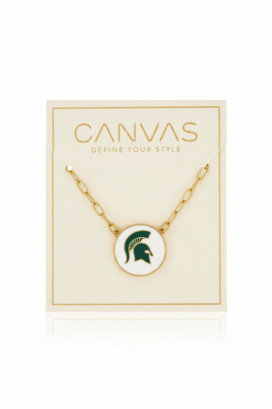 Necklace- Canvas Game Day Michigan State Logo Necklace