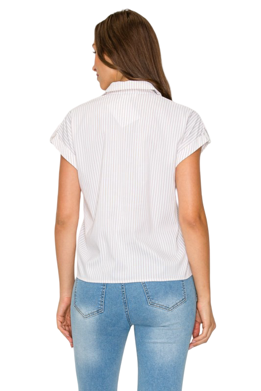 DNA Couture Striped Short Sleeve Top