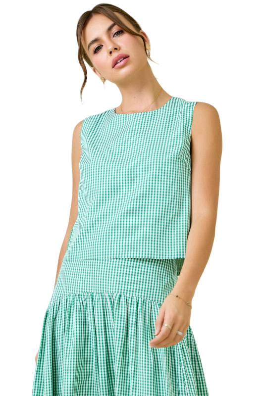 Day+Moon Gingham Scoop Neck Sleeveless Top