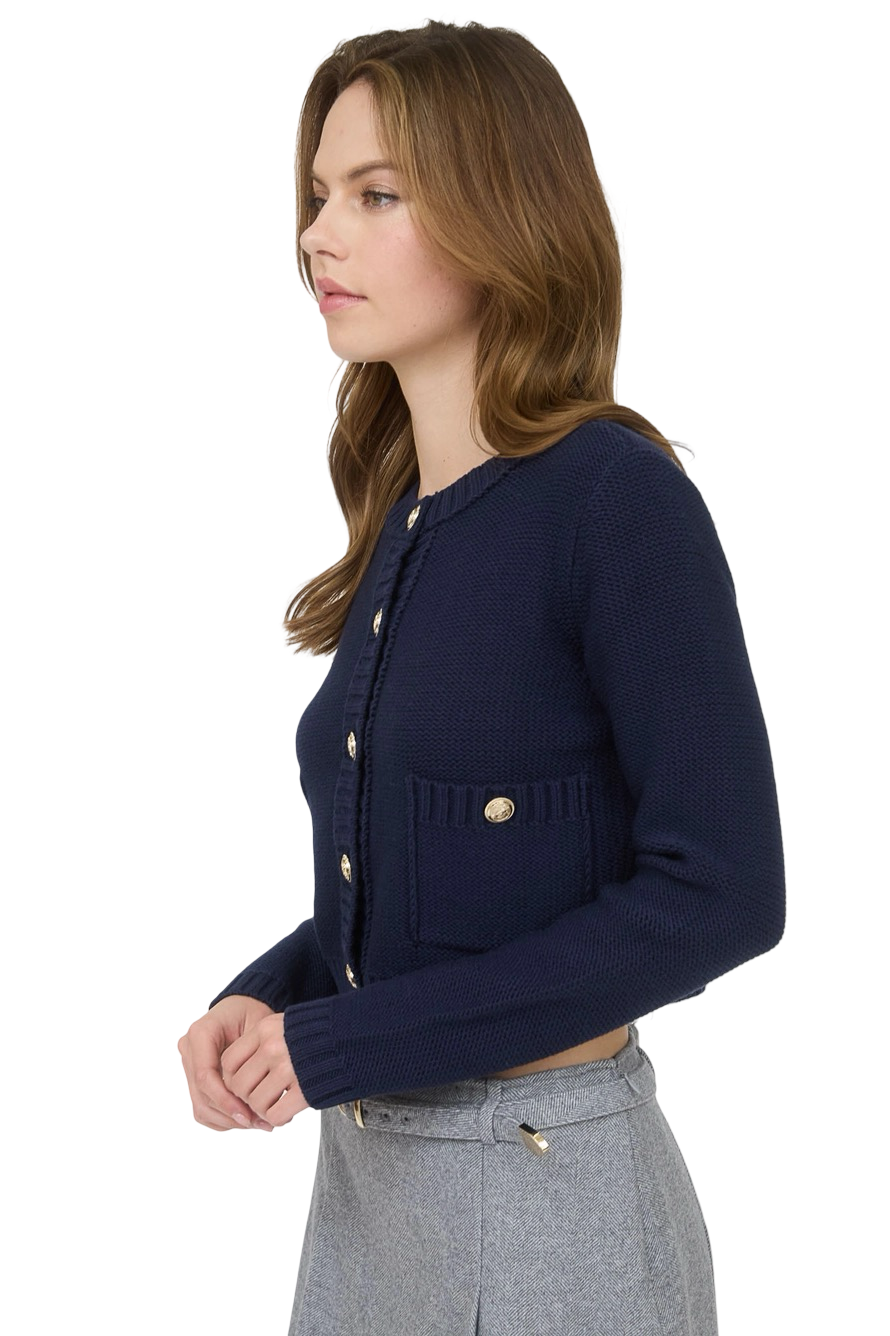 Apparel- The Workshop Gold Button Knit Cardigan Top