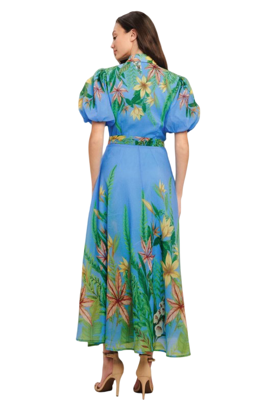 Flying Tomato Floral Puffed Sleeve Midi Dress