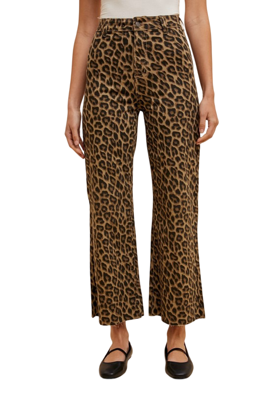 Apparel- Anniewear  Amimal Print Stretch Wide Leg Jean