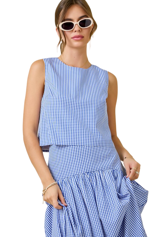 Day+Moon Gingham Scoop Neck Sleeveless Top
