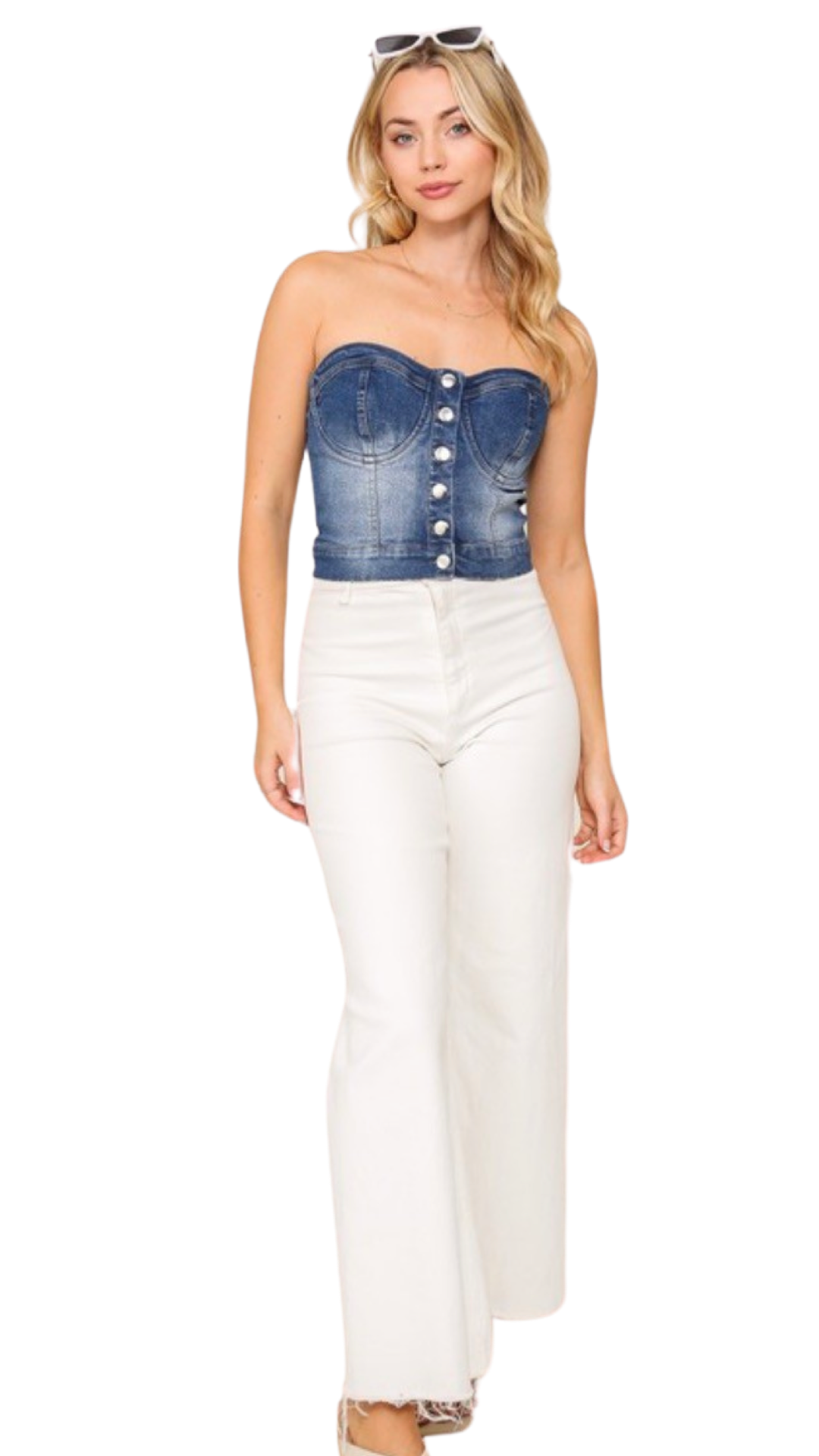Apparel- Timing Bra Seam Denim Strapless Top