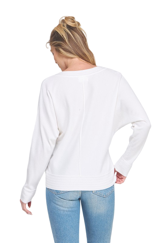 Apparel-Allie Rose V Neck Pullover with Center Seam