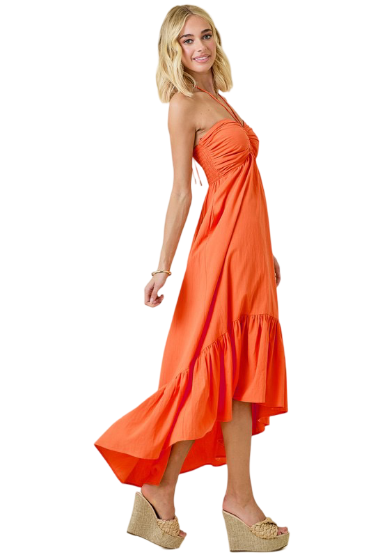 Apparel- Day+Moon Ruched Halter Midi Maxi Dress