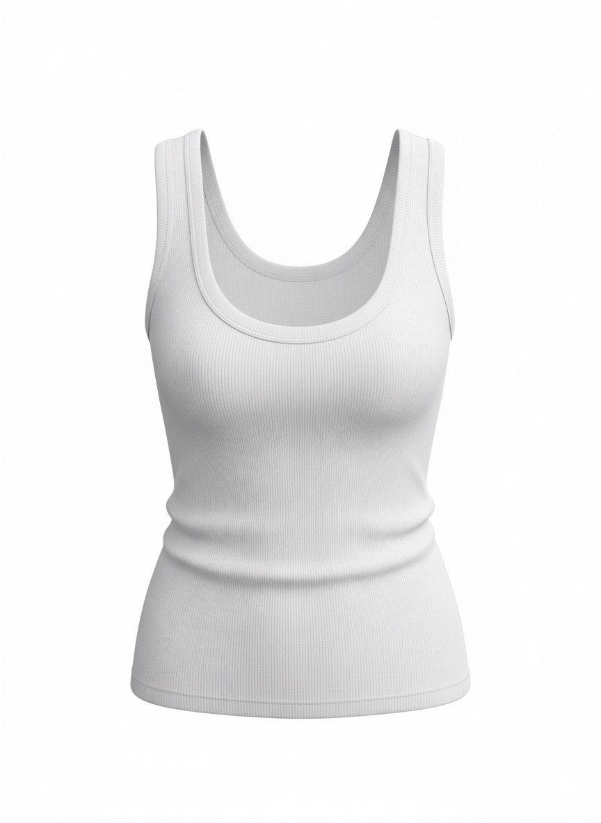 Olivaceous Loisa Ribbed Scoop Neck  Tank Top
