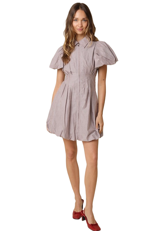 Olivaceous Riley Striped Bubble Mini Dress