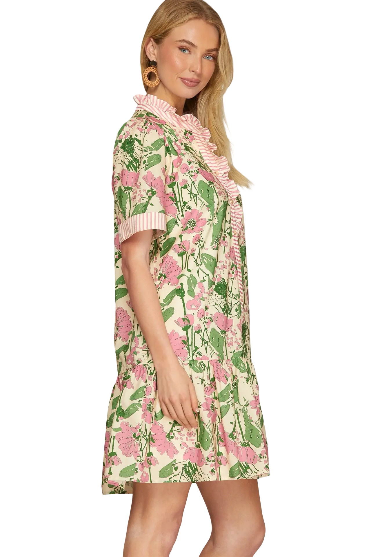 She+Sky Ruffle Sleeve Printed Mini Dress