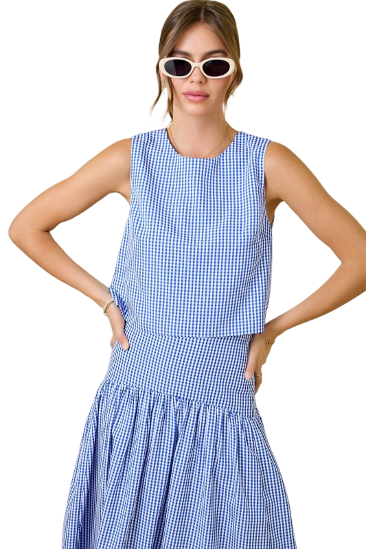 Day+Moon Gingham Scoop Neck Sleeveless Top