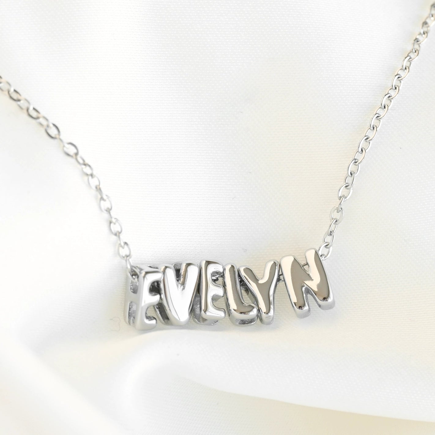 Necklaces- Custom Small Bubble Name Necklace