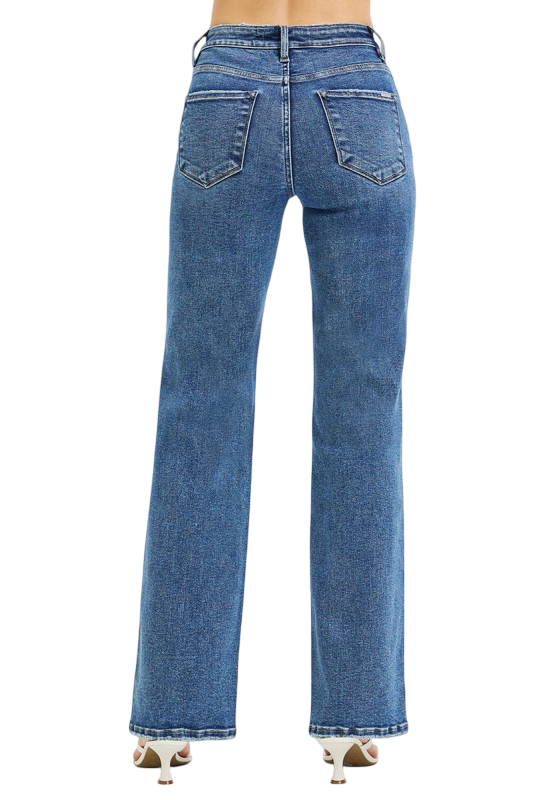 Risen High Rise Tummy Control Straight Leg Jeans