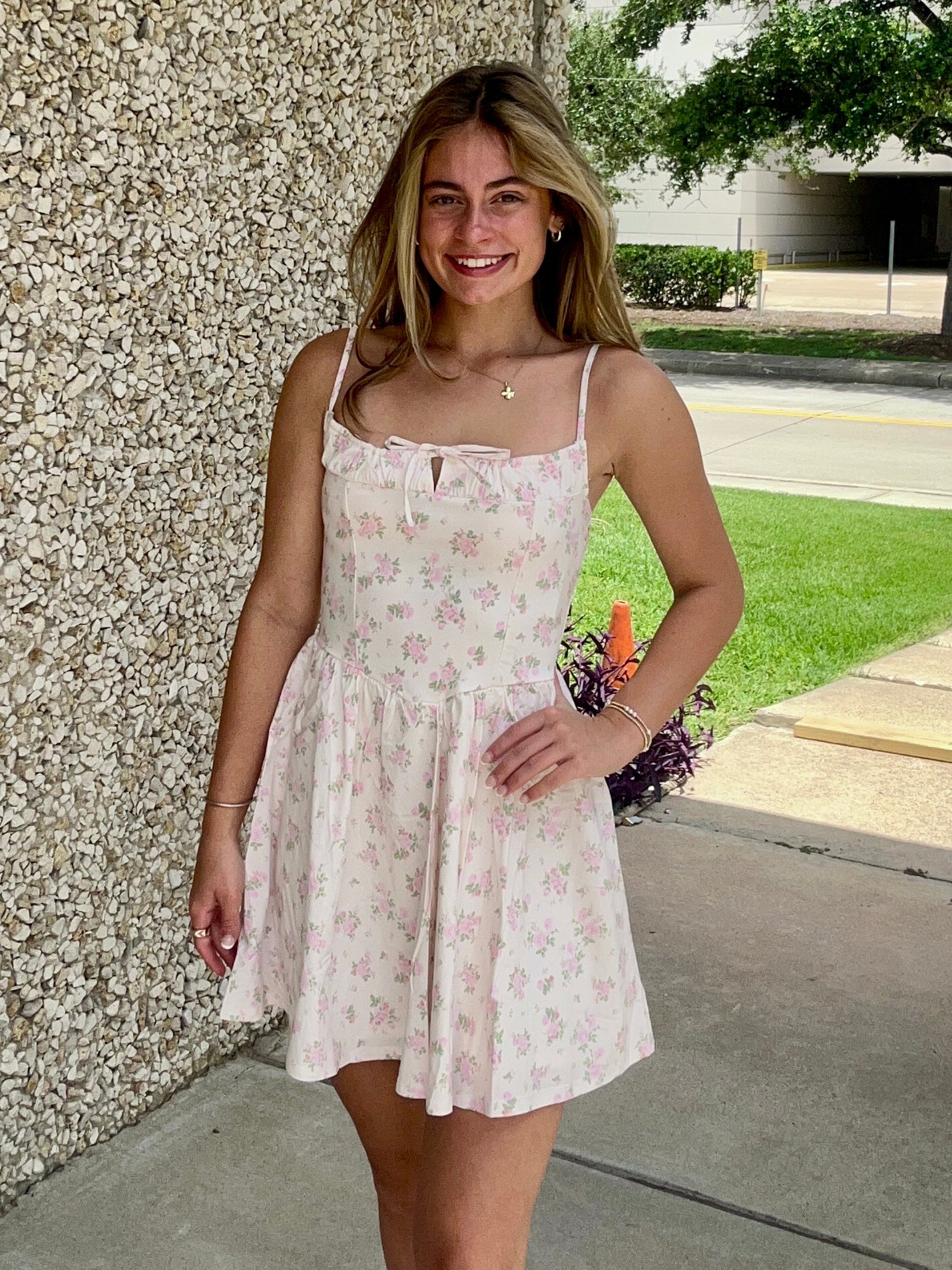 Blashe Ruched Front Floral Mini Dress