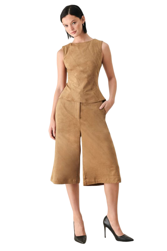 Flying Tomato Faux Suede Top