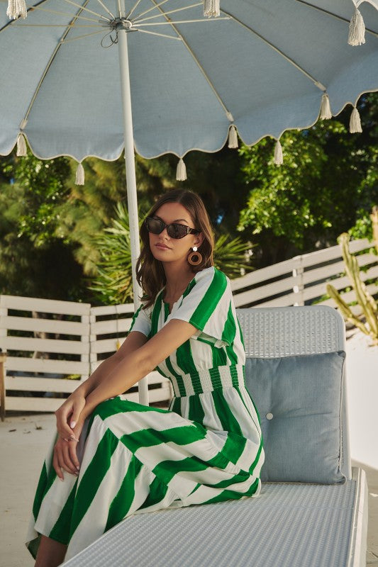 Sugarlips Roni Smocked Maxi Dress Pilmer Stripe