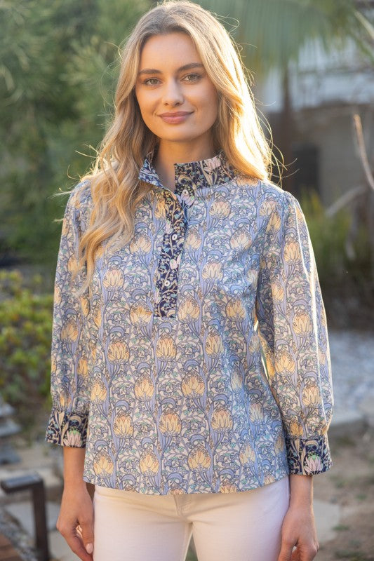 Apparel- VOY Wide Collar Block Floral Top