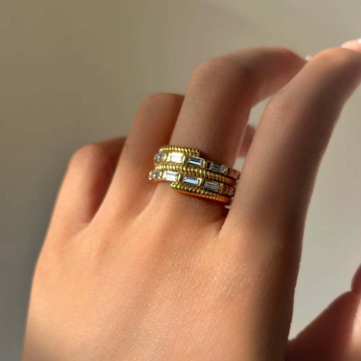 Rings- M&E Bling 18k GP Four Layer Python  Ring