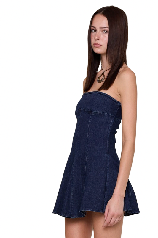 Sky to Moon Strapless Hook and Eye Denim Mini Dress