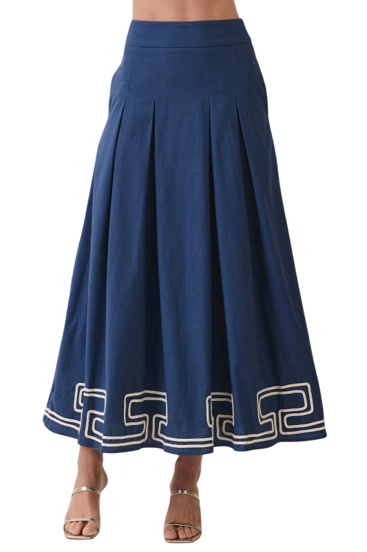 TCEC Embroidered Bottom Print Midi Skirt