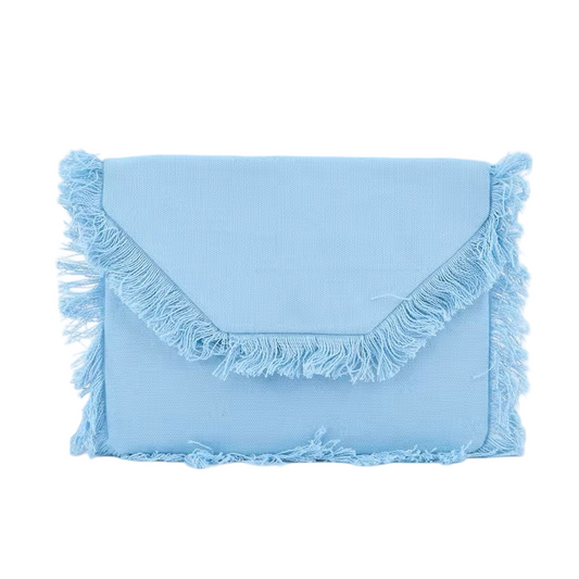 Color Burst Cotton Fringed Canvas Envelope Clutch