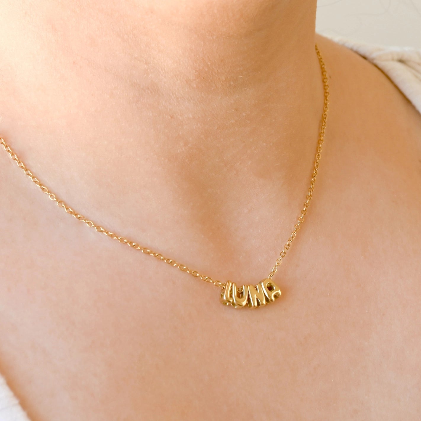 Necklaces- Custom Small Bubble Name Necklace