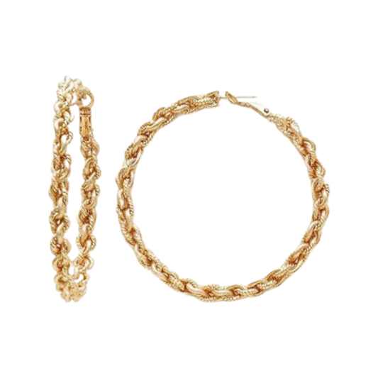 Earrings- M&E Bling Braided Gold Hoop