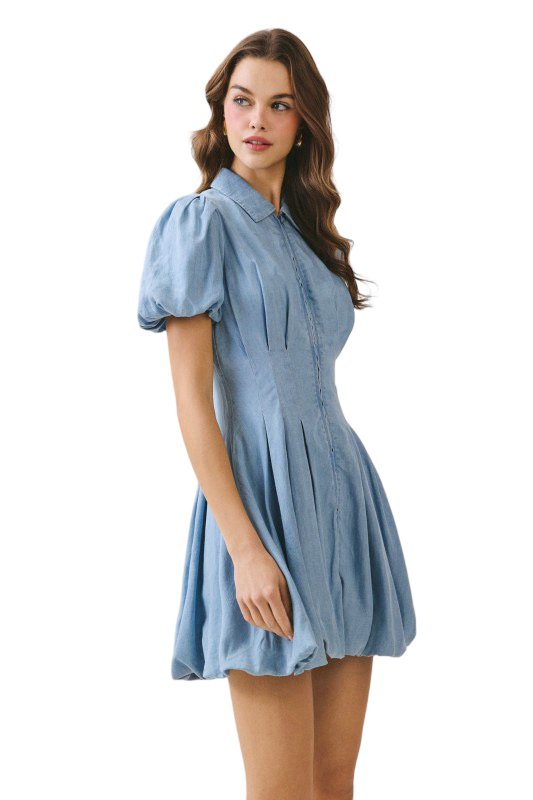 Apparel- TCEC Pleated Fitted Bodice Mini Dress