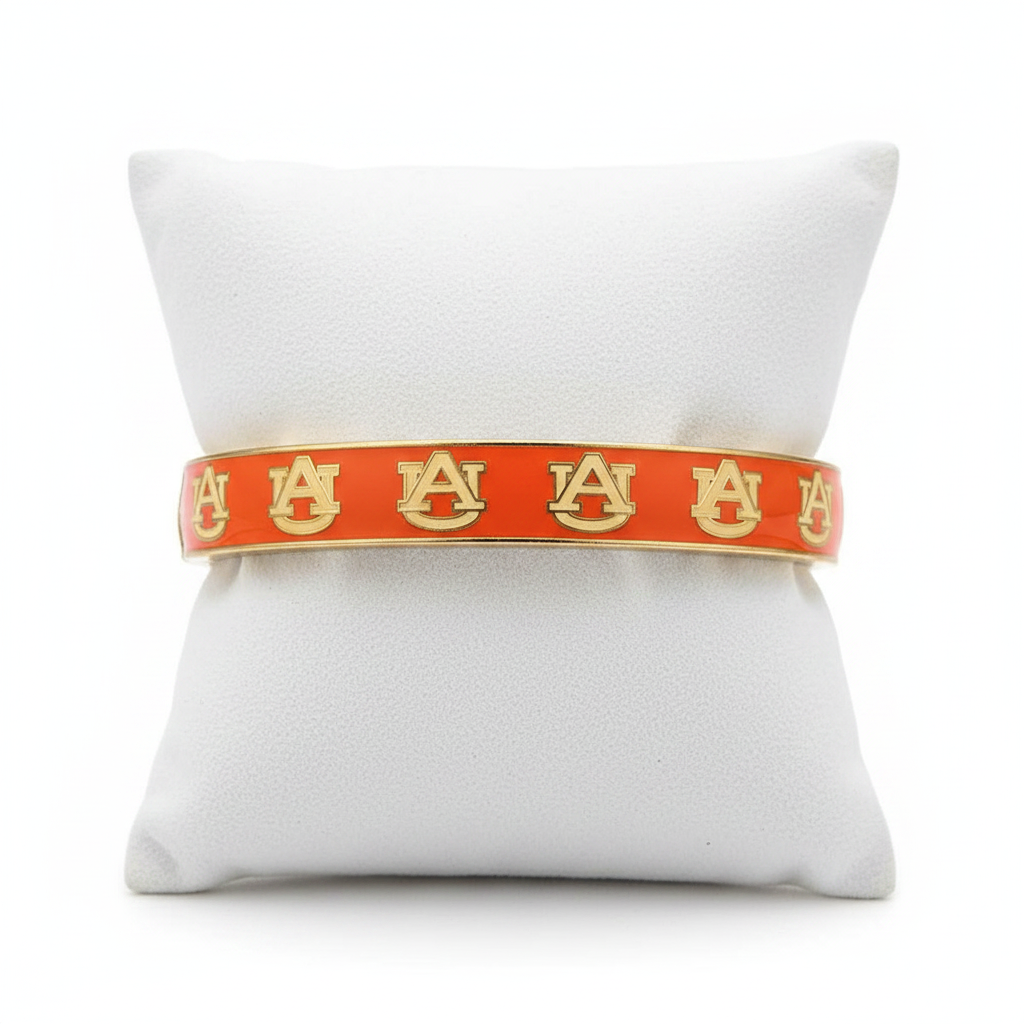 Bracelets- Canvas Auburn Univeristy Enamel Hinge Bangle in Burnt Orange