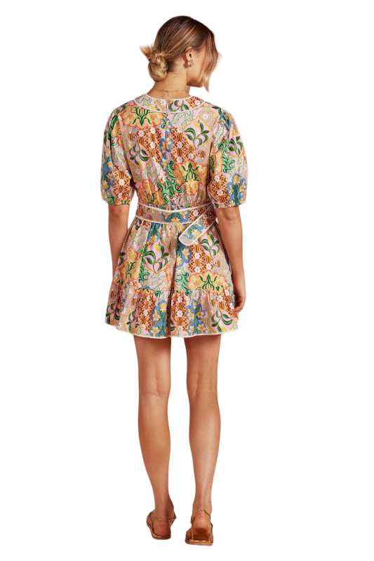 Apparel- Strut and Bolt Floral Puffed Sleeve Belted Mini Dress