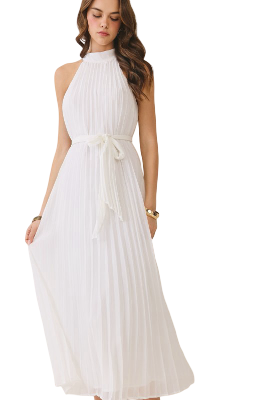 TCEC All Over Pleated Midi Dress